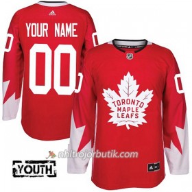 Barn Ishockey Toronto Maple Leafs Tröja med eget tryck Adidas 2017-2018 Röd Alternate Authentic